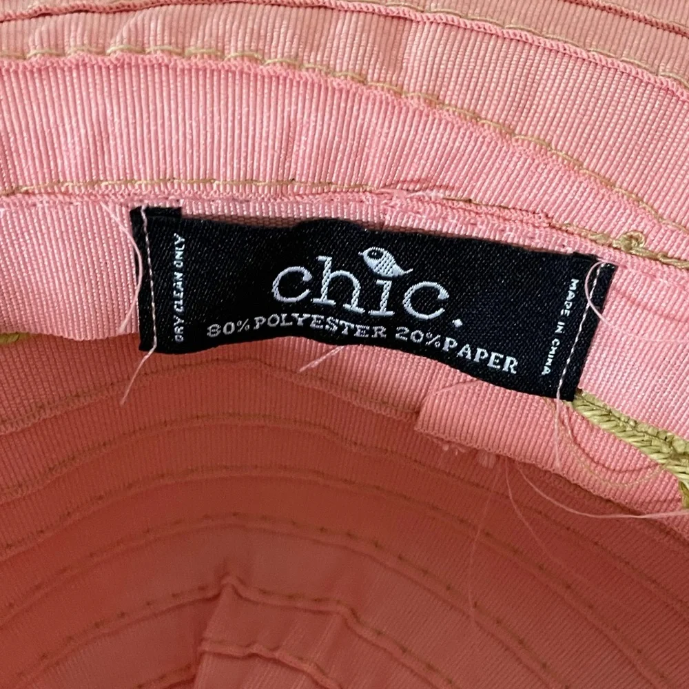 CHIC Salmon Pink Ribbon Oversized Floppy Brim Resortwear Packable Hat
